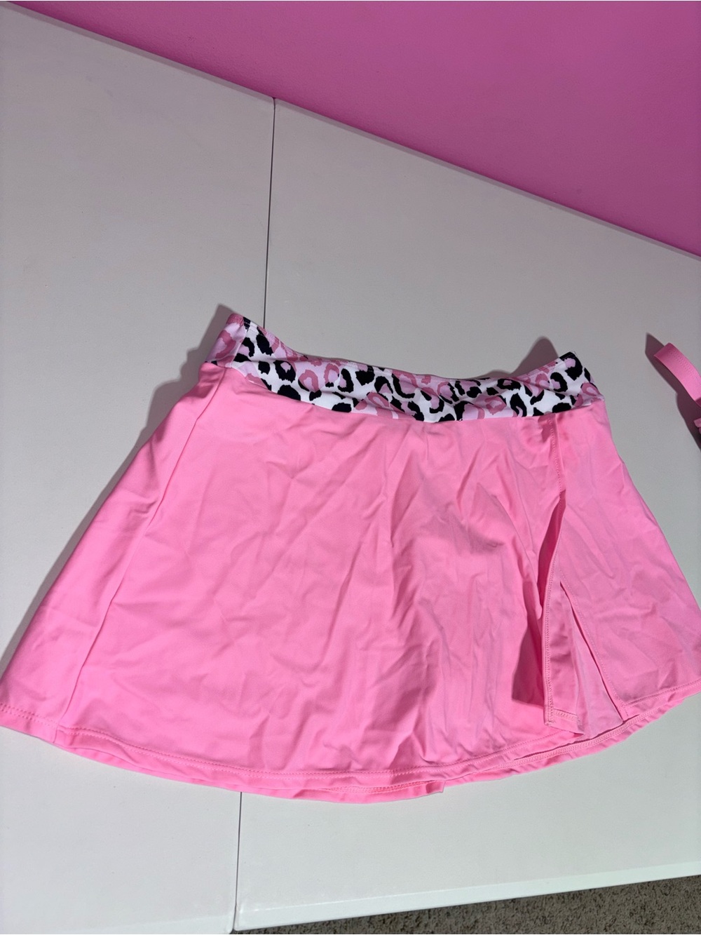 SHEIN Pink Black White Leopard Print 2 Piece Swimsuit - Picture 8 of 12